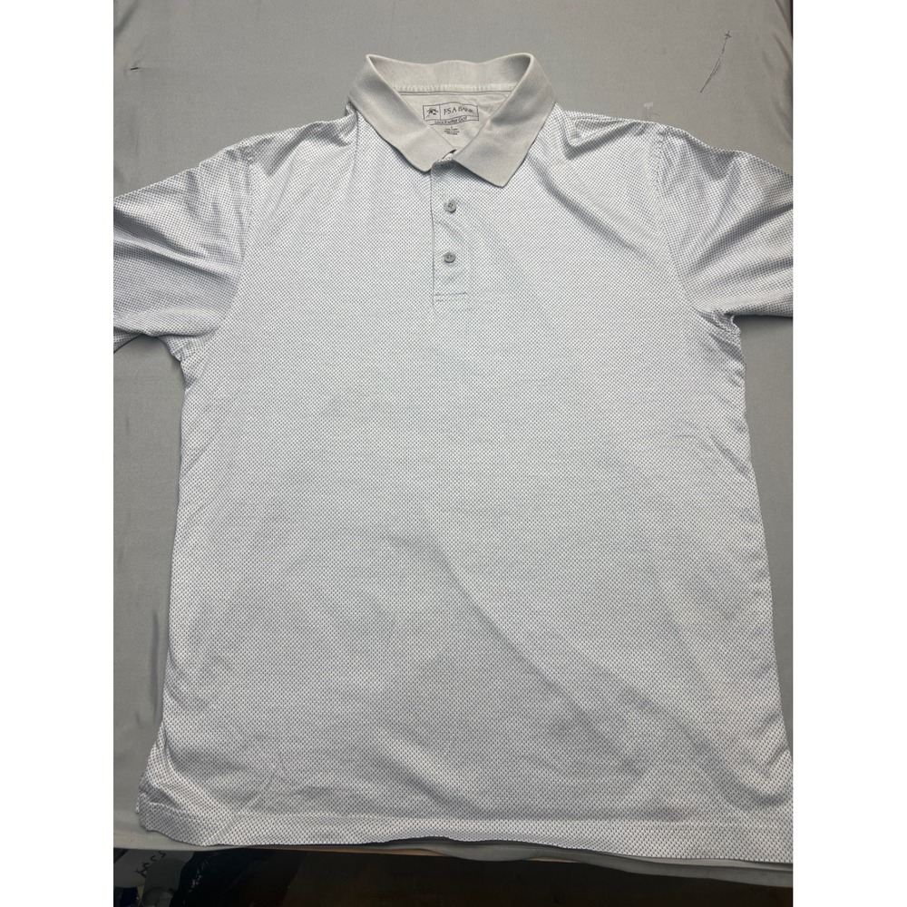 Jos. A. Bank Traveler Golf Polo Shirt Mens XL Blue White Micro Diamond Pattern